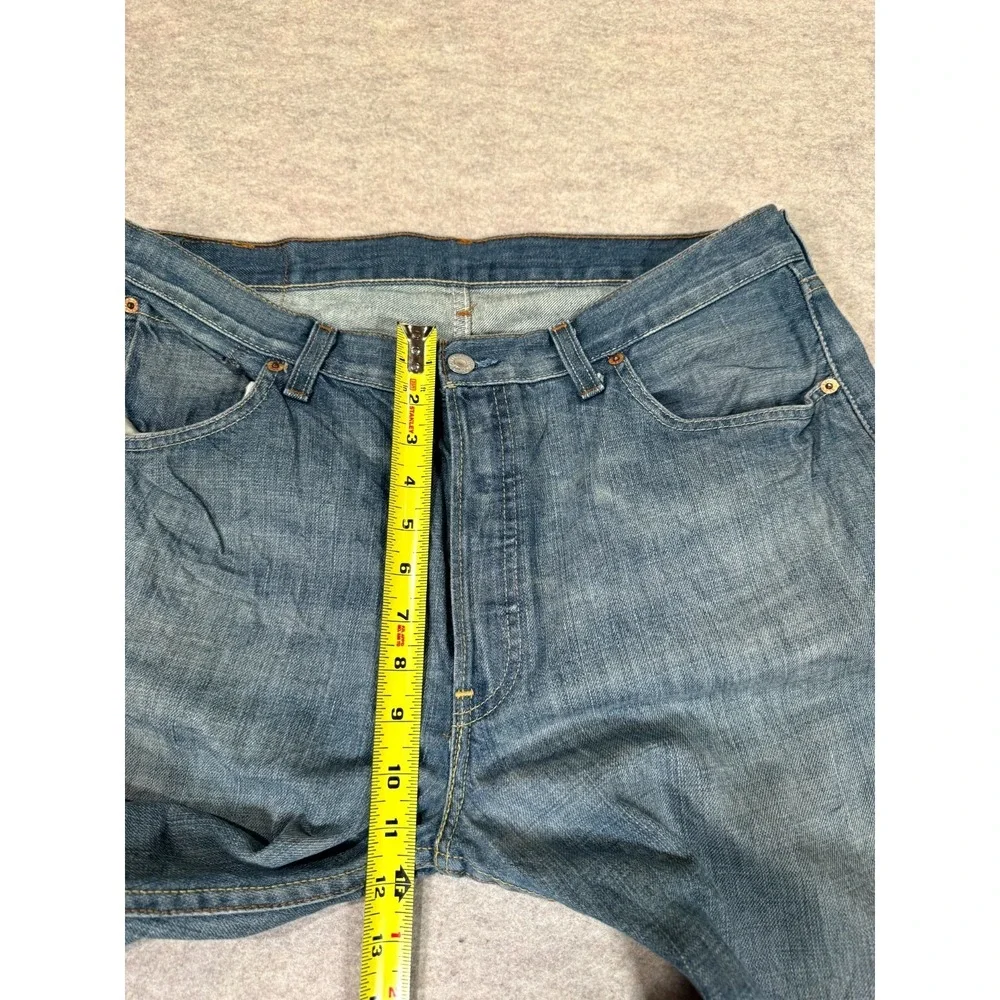Levis 501 Straight Jeans Men 36x34 Blue Denim‎ Cotton Logo Button Fly Streetwear